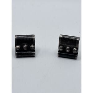 Vintage Cufflinks 940 Sterling Silver Signed Hector Aguilar Modernist Handmade